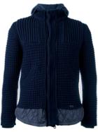 Bark Knitted Hooded Jacket - Blue