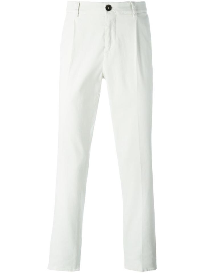 Brunello Cucinelli Classic Chinos, Men's, Size: 54, White, Cotton/polyester/spandex/elastane