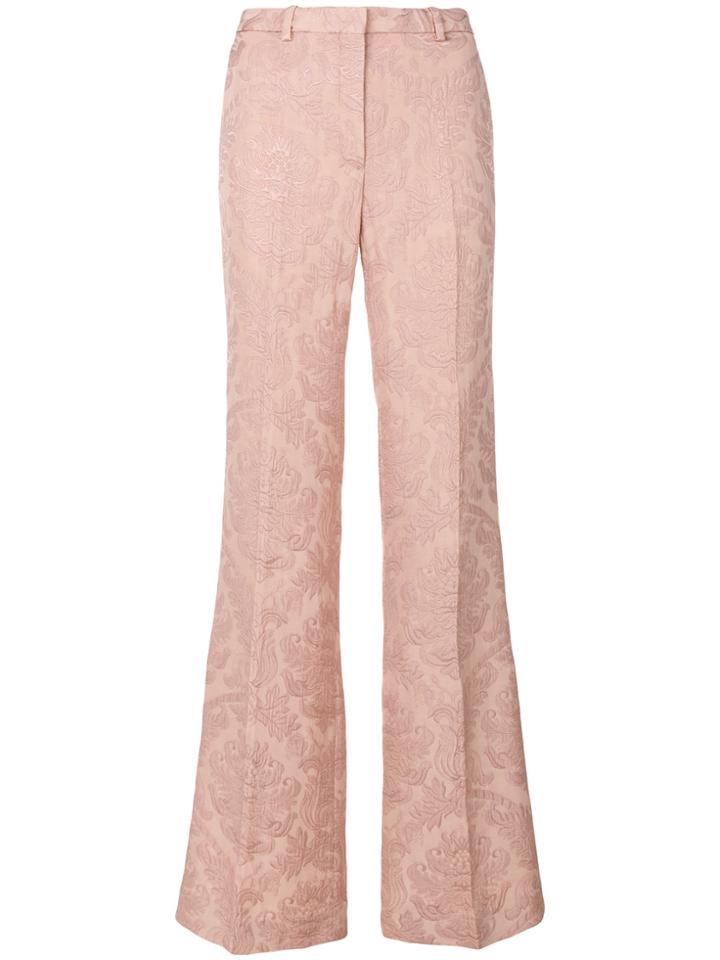 Theory Flared Jacquard Trousers - Pink & Purple
