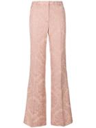 Theory Flared Jacquard Trousers - Pink & Purple