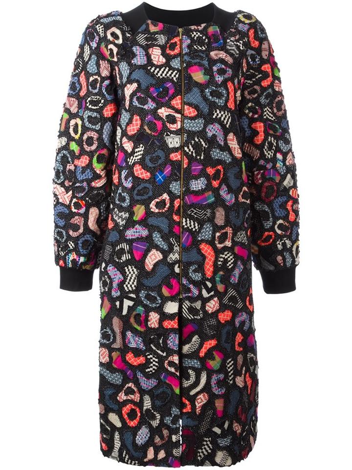 Manish Arora Abstract Pattern Coat, Women's, Size: Small, Black, Polyester/wool