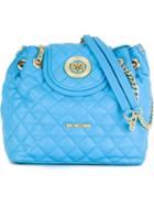Love Moschino Flap Closure Quilted Shoulder Bag, Women's, Blue, Polyurethane