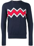 Sun 68 Zig-zag Instarsia Sweater - Blue