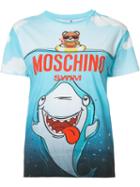 Moschino Teddy And Shark T-shirt, Women's, Size: Xs, Blue, Cotton