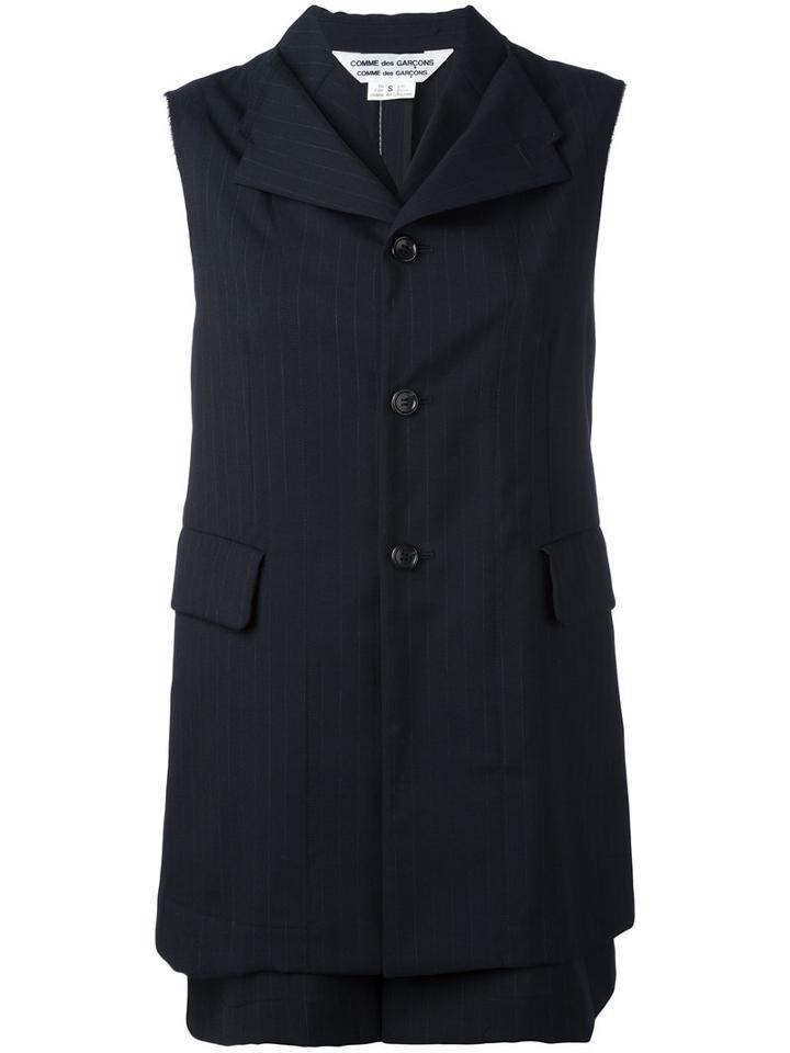 Comme Des Garçons Comme Des Garçons - Flared Waistcoat - Women - Wool - M, Blue, Wool