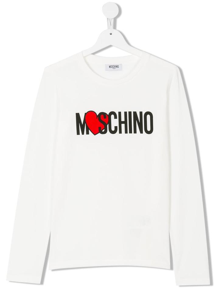 Moschino Kids - Heart Logo Print T-shirt - Kids - Cotton/spandex/elastane - 14 Yrs, White