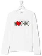 Moschino Kids - Heart Logo Print T-shirt - Kids - Cotton/spandex/elastane - 14 Yrs, White