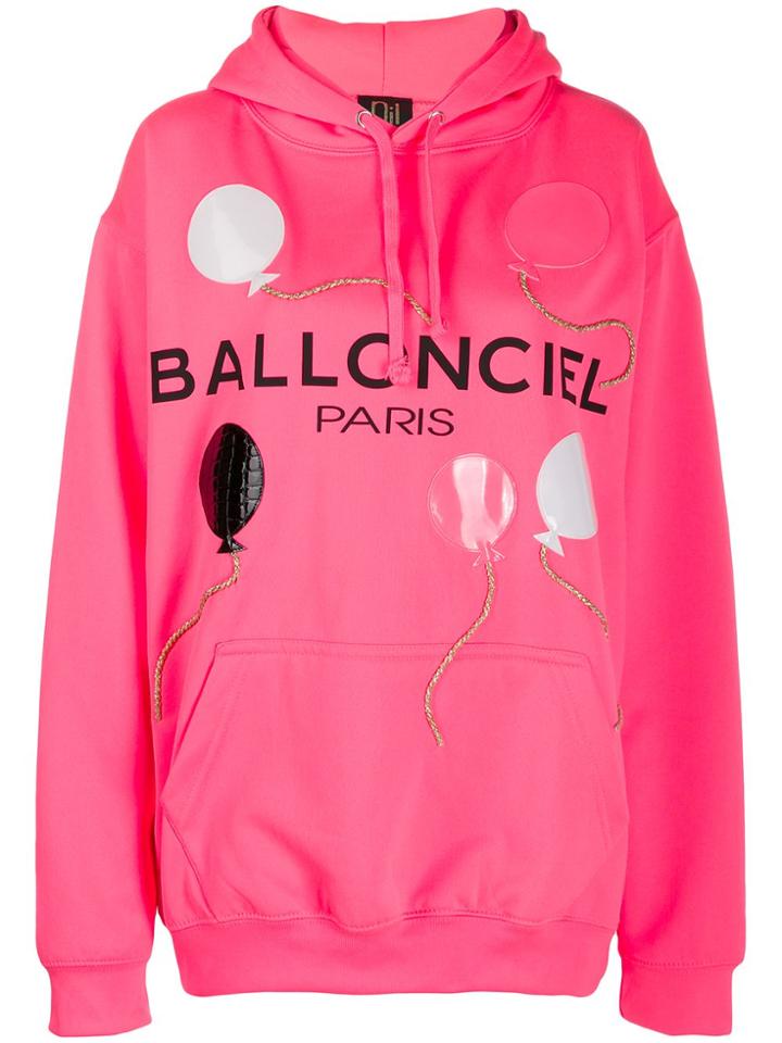 Nil & Mon Logo-print Appliqued Hoodie - Pink