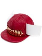 Moschino - Quilted Logo Snapback - Women - Viscose/sheep Skin/shearling - One Size, Red, Viscose/sheep Skin/shearling