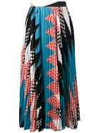 Msgm Geometric Print Pleated Skirt - Multicolour