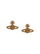 Vivienne Westwood Rhinestone-embellished Logo Earrings - Gold