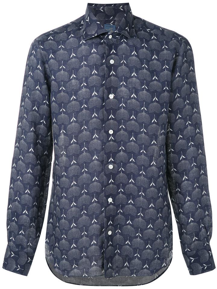 Barba - Patterned Shirt - Men - Linen/flax - 42, Blue, Linen/flax