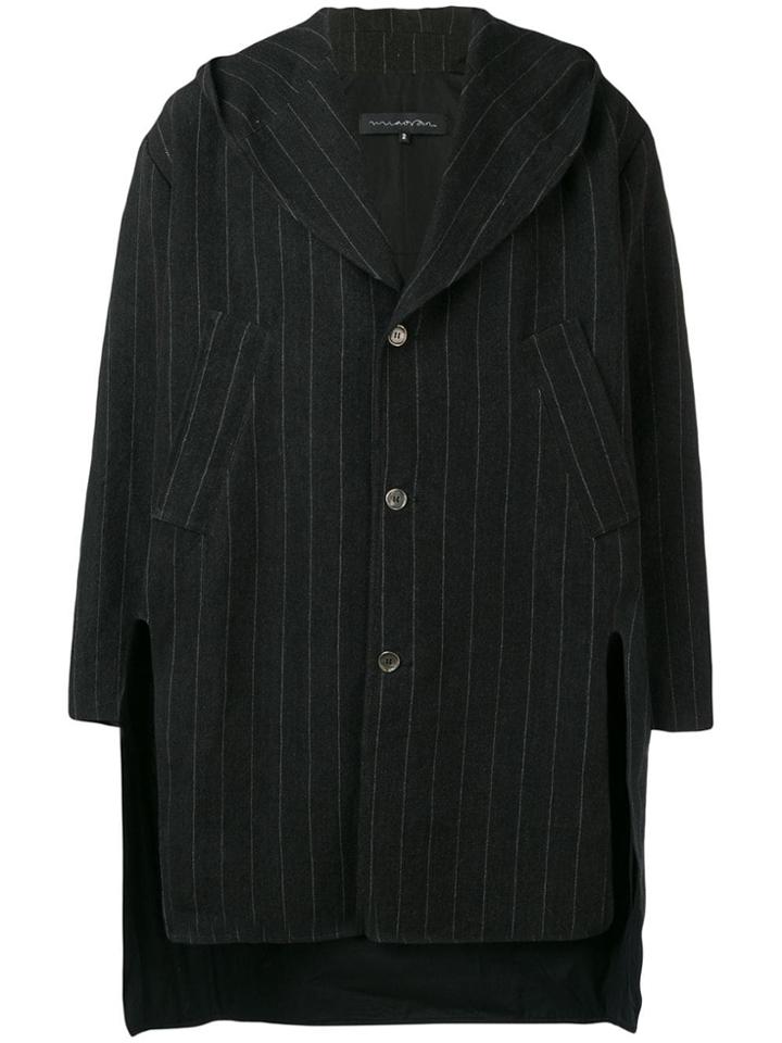 Miaoran Striped Oversize Coat - Black