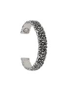 Gucci Lion Mane Cuff Bracelet With Crystal - Silver
