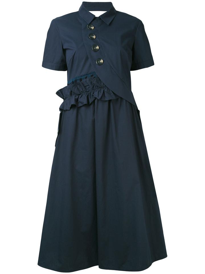 Self-portrait - Flared Dress - Women - Cotton/polyester - 8, Blue, Cotton/polyester