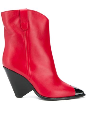 The Seller Metallic Toe Ankle Boots - Red