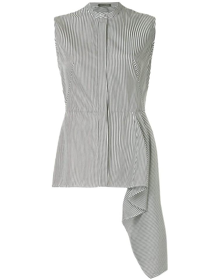 Alexander Mcqueen Sleeveless Peplum Striped Shirt - Black