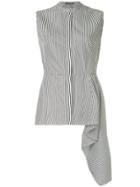 Alexander Mcqueen Sleeveless Peplum Striped Shirt - Black