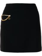 Stella Mccartney Chain Detail Mini Skirt, Women's, Size: 40, Black, Wool
