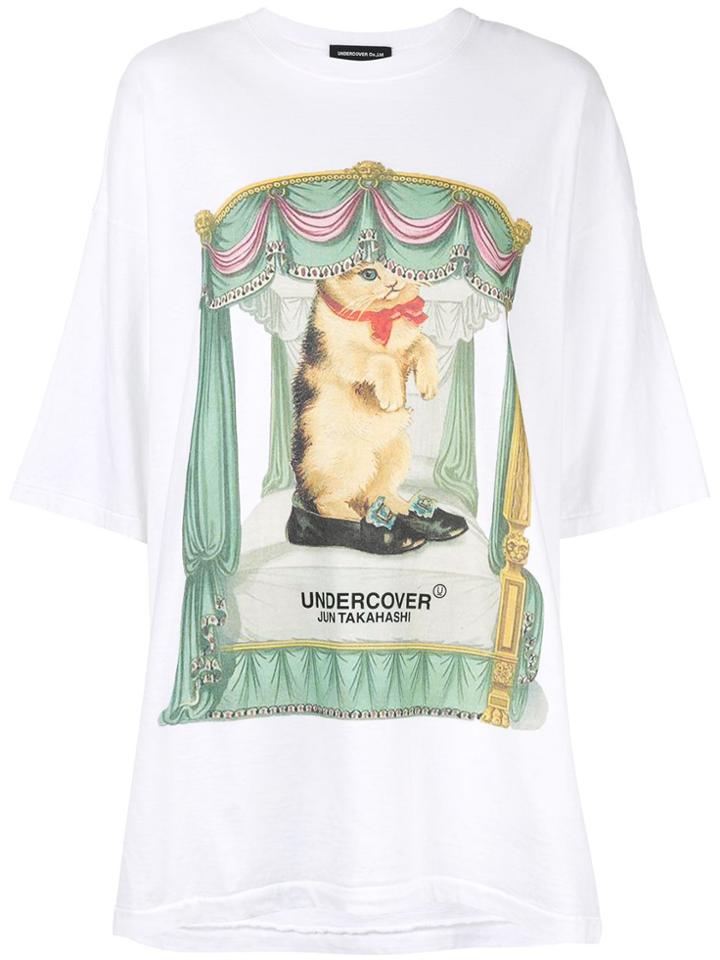 Undercover Cat Print Oversized T-shirt - White