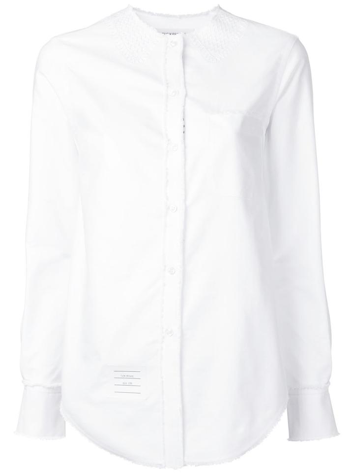 Thom Browne - Band Collar Shirt - Women - Cotton - 42, White, Cotton