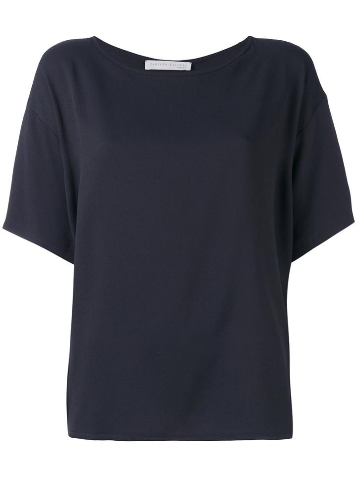 Fabiana Filippi Short-sleeve Blouse, Women's, Size: 42, Blue, Silk/acetate