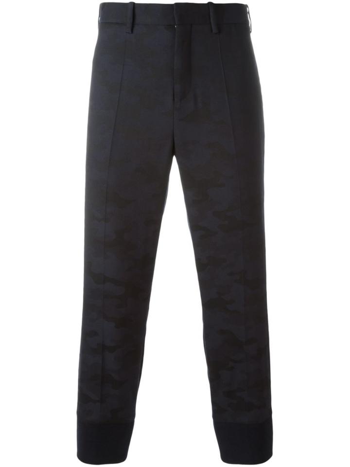 Neil Barrett Patterned Camouflage Trousers, Men's, Size: 48, Blue, Cotton/polyester/spandex/elastane/wool