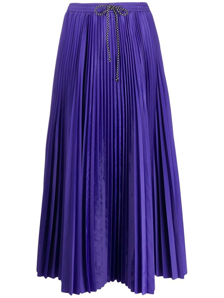 Tela Drawstring Flared Pleated Skirt - Purple