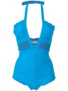 Emilio Pucci Turquoise Ruffled Swimsuit - Blue