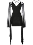 Balmain Ruffle Sleeve Mini Dress - Black