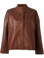 Aalto Buttoned Jacket, Women's, Size: 36, Brown, Leather/polyester/rayon
