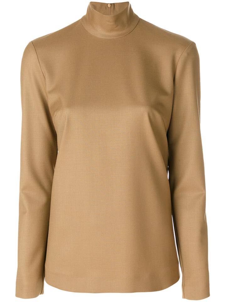 Sara Battaglia Back Zipped Blouse - Nude & Neutrals