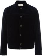 Oliver Spencer Velvet Boxy Jacket, Men's, Size: 44, Blue, Cotton/acetate/polyester