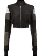 Rick Owens Cropped Bomber Jacket, Women's, Size: 42, Black, Cotton/lamb Skin/virgin Wool/cupro