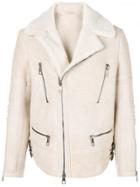 Neil Barrett Shearling Biker Jacket - White
