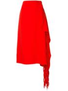 Tibi Draped Fringe Skirt - Red