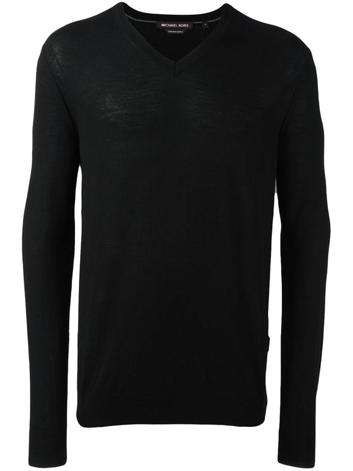 Michael Kors V-neck Pullover, Men's, Size: Xl, Black, Merino