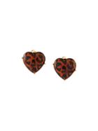 Yves Saint Laurent Vintage Leopard Print Heart Clip-on Earrings
