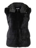 P.a.r.o.s.h. Hooded Mink Fur Gilet, Women's, Size: 42, Black, Mink Fur/wool