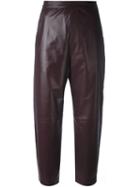 Neil Barrett Cropped Trousers, Women's, Size: Xs, Pink/purple, Leather/cupro