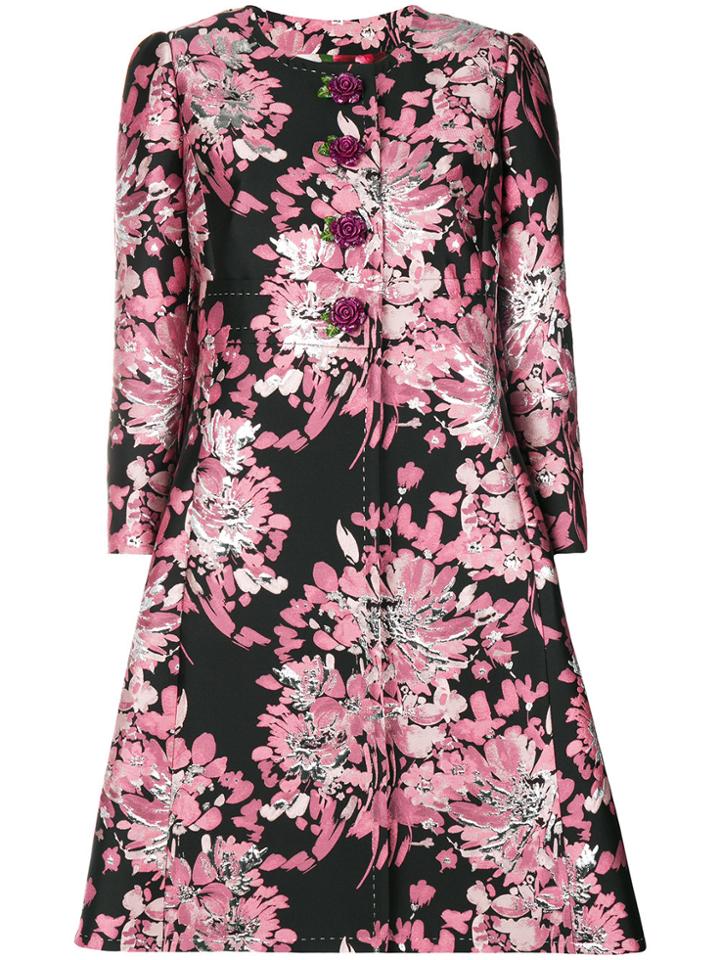 Dolce & Gabbana Floral Embroidered Tailored Coat - Pink & Purple