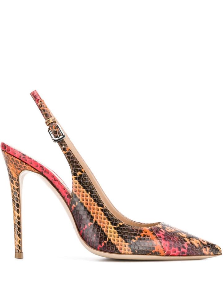 Deimille Slingback Snake Effect Pumps - Red
