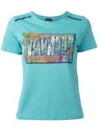 Just Cavalli Rainbow Logo T-shirt, Women's, Size: Medium, Blue, Cotton