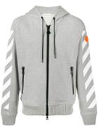 Moncler X Off-white - Printed Zip-up Hoodie - Men - Cotton - S, Grey, Cotton