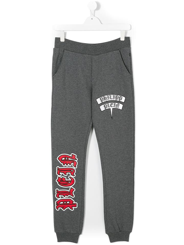 Philipp Plein Kids - Teen Logo Tracksuit Trousers - Kids - Cotton - 16 Yrs, Grey