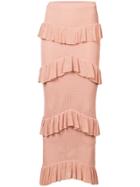 Ronny Kobo Frill Detail Maxi Skirt - Nude & Neutrals