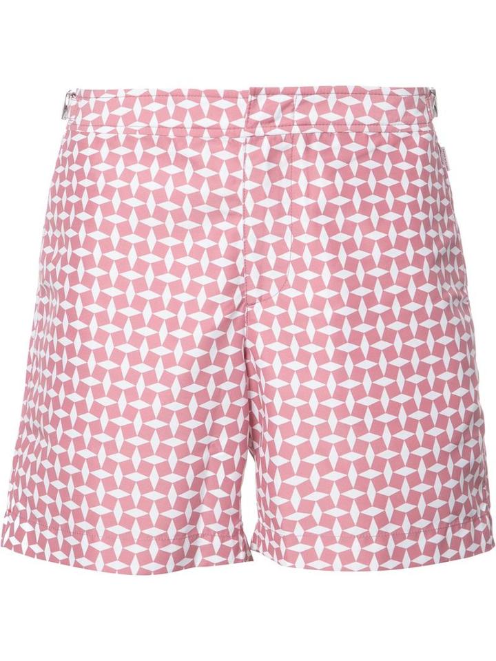 Orlebar Brown Dot Print Swim Shorts, Men's, Size: 34, Red, Polyester
