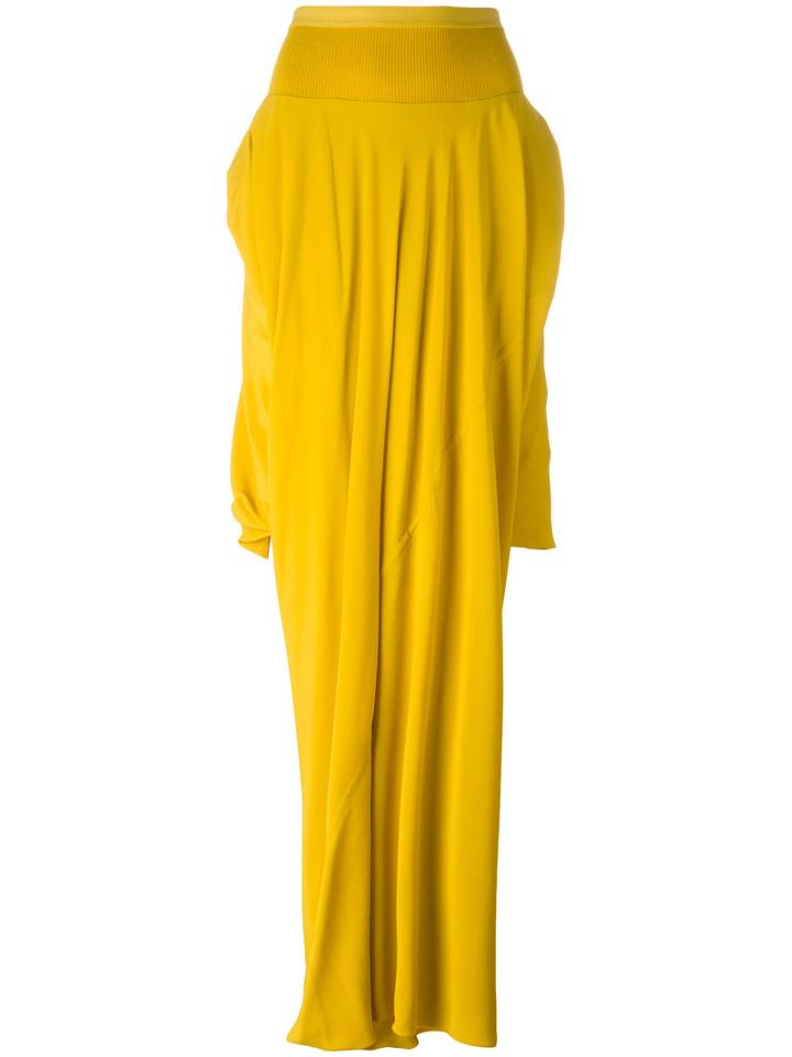 Rick Owens Long Front Miniskirt, Women's, Size: 40, Yellow/orange, Silk/acetate/cotton/polyamide