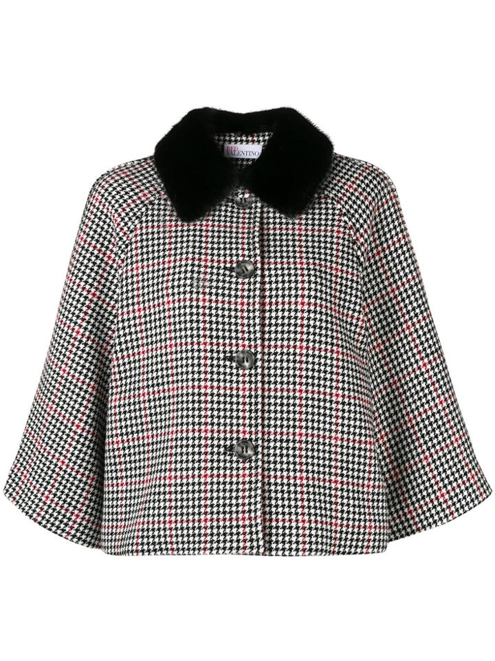 Red Valentino Houndstooth Cape - Black