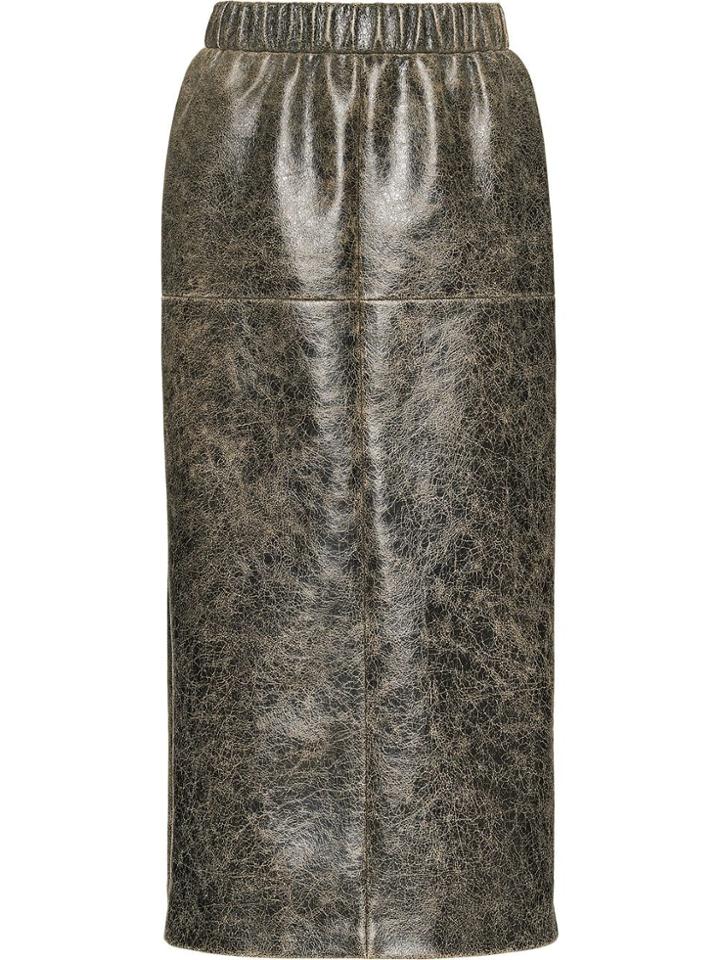 Miu Miu Craquelé Nappa Leather Skirt - Black